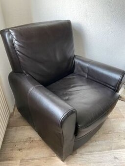 Křeslo kožené - pravá kůže, hnědé