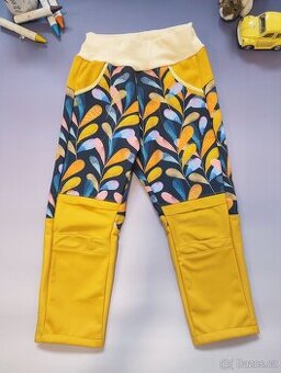 Dětské softshellové kalhoty lístky vel.110