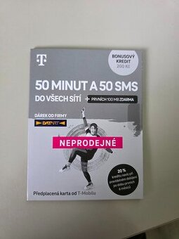 předplacená SIM karta T-mobile 50 min 50 SMS