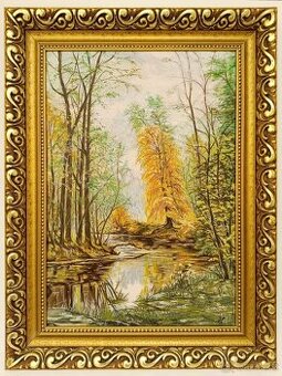 Obraz partie u Vydry Šumava, olej 85x64