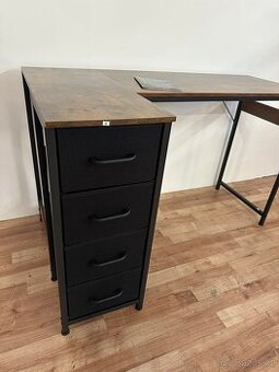 Rohový psací stůl L tvar se šuplíky