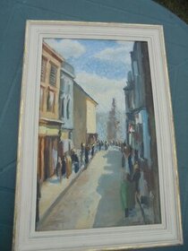 OBRAZ OLEJ NA KARTONU-HOLÝ-JINDŘICHŮV HRADEC-1954