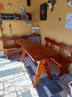 Zahradní stůl + 2 lavice masiv