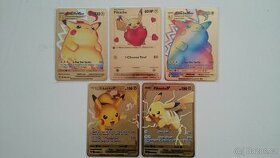Pokémon karty zlaté kovové Pikachu NOVÉ - 1