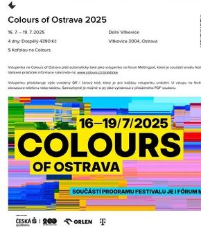 Vstupenka na Colours of Ostrava