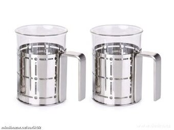 Set 2 skleněných hrnků z borosilikátového skla (220 ml) vsaz