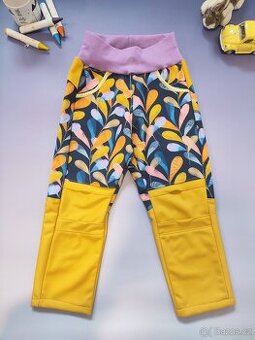 Dětské softshellové kalhoty lístky vel.104