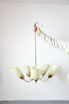 Vintage pětiramenný zlatý lustr