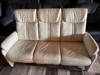 Kožená krémová pohovka,6047