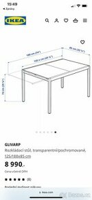 Skleněný stůl s možností rozkladu - 1