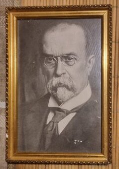 Prodám zarámovanou fotografii Masaryka a knihu Hovory s TGM.