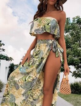 Shein tropický plážový set top s maxi sukní - NOVÉ