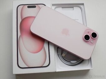 Iphone 15, 128GB,růžový, rok starý,záruka u T-mobile