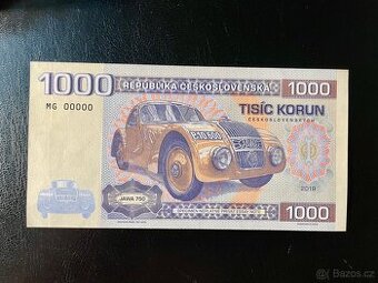 1000 KORUN ČESKOSLOVENSKÝCH JAWA 750 UNC