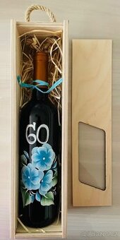 Dárek k jubileu - červené víno v dřevěné krabici