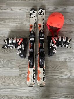 Dětské lyže 100 cm + lyžáky 32-33 + helma