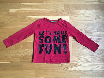 Červené triko dlouhý rukáv 3-4 roky F&F