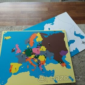 Montessori pomůcky zeměpis, mapa Evropy, puzzle
