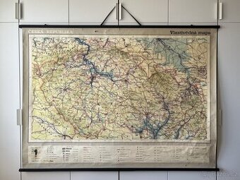 Retro školní mapa Česká republika – vlastivědná mapa