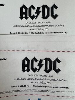 AC/DC 26.6 2 lístky stání A