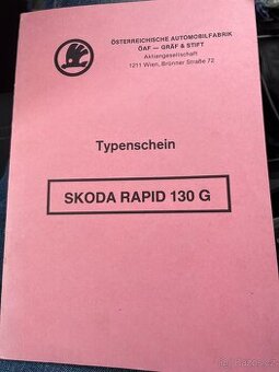Papíry na Škoda Rapid 130 G