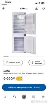 lednička IKEA RÅKALL / špičkový stav