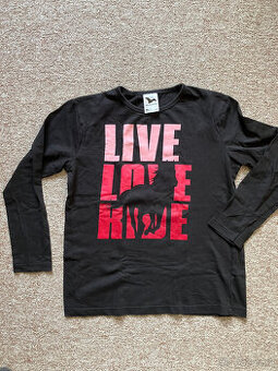 Triko kůň - LIVE LOVE RIDE, vel.12 let, 158 cm černé NOVÉ