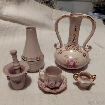 5 x růžový porcelán