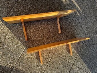 Dvě dřevěné poličky na zeď 80 x 25 cm