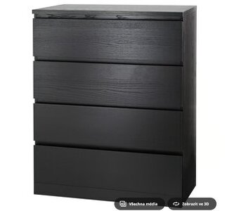 IKEA Malm komoda se 4 zsávuakmi - černohnědá