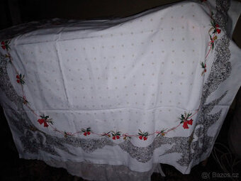 Bílý ubrus s vánočním motivem 110x120 cm - 2 ks