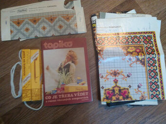 Příze, jehly a nákresy na Tapiko