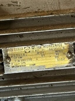 Prodám 3fázový elektromotor MEZ s BRZDOU 1,1 kW (930 ot./min