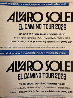 Alvaro SOLER - 3.5.2026 Forum Karlín, 2 vstupenky na stání