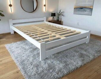 NOVÁ postel MASIV BOROVICE bílá 160x200 + rošt