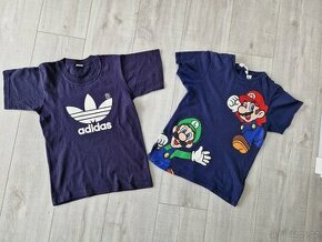 2 trička - Super Mario 134/140 H&M + modré