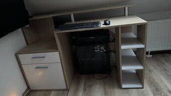 PC stůl FRANCKY - dub sonoma/bílá