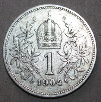 Mince 1 koruna 1904, lepší ročník, vzácnější