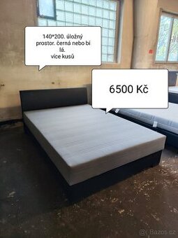 Postel nová. 140x200. Úložný prostor. Bílá nebo černá barva.