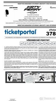 Prodám lístky na KATY PERRY The Lifetimes Tour 30.10.