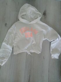 Šedý kabátek zn. Doudou 4r., růžové a meruň. mikiny 122/128