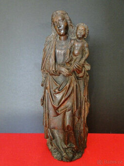 Gotická Madona s dítětem, 17.-18. století, řezba ze dřeva
