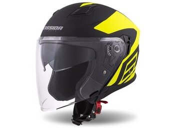 PŘILBA JET TECH CORSO, CASSIDA (ČERNÁ MATNÁ/ŽLUTÁ FLUO)
