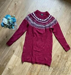 Úpletové zateplené šaty s norským vzorem, vel. S-M