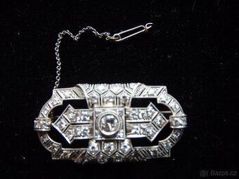 Prodám starožitnou zlatou brož s diamanty Art-Deco.