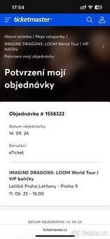 IMAGINE DRAGONS: LOOM World Tour Vstupenky VIP