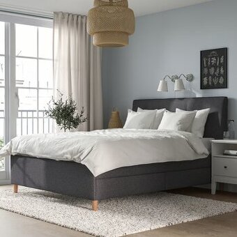 Čalouněná postel IKEA IDANÄS – tmavě šedá, s úlož. prostorem - 1