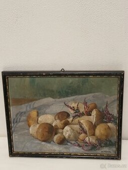 obraz olej na plátně B.Franke - houby