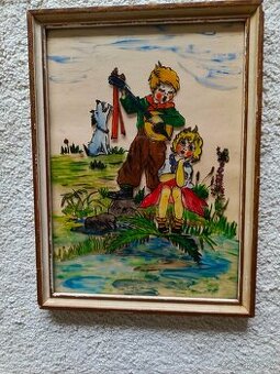 STAROŽITNÝ OBRÁZEK - MALBA NA ZADNÍ SKLO