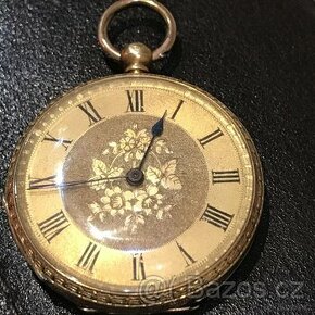 Zlaté 18-karátové kapesní hodinky se zlatým ciferníkem